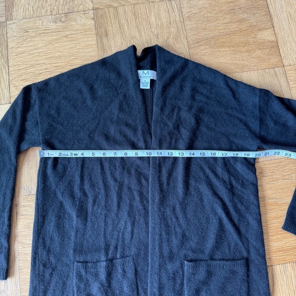 Magaschoni Cashmere Small Cardigan Black Open Long Sleeve Front Pockets - Picture 4 of 6